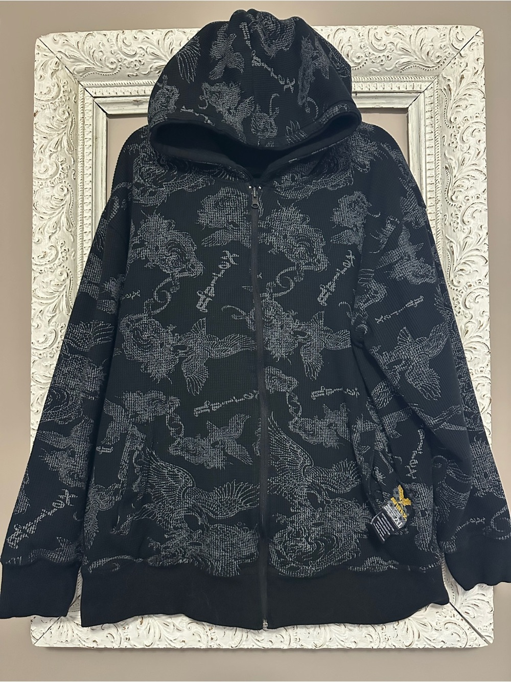 Rare!! Y2K Avirex AOP Reversible Gryphon Hoodie.